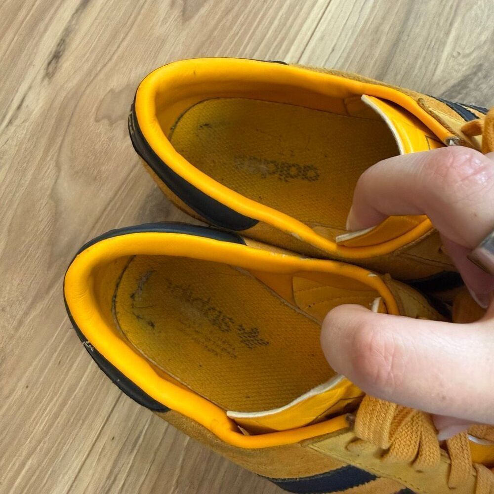 Adidas Yellow Black Suede Low Top Lace Up Hamburg Athletic Sneaker Shoes Size 10 - Picture 10 of 11